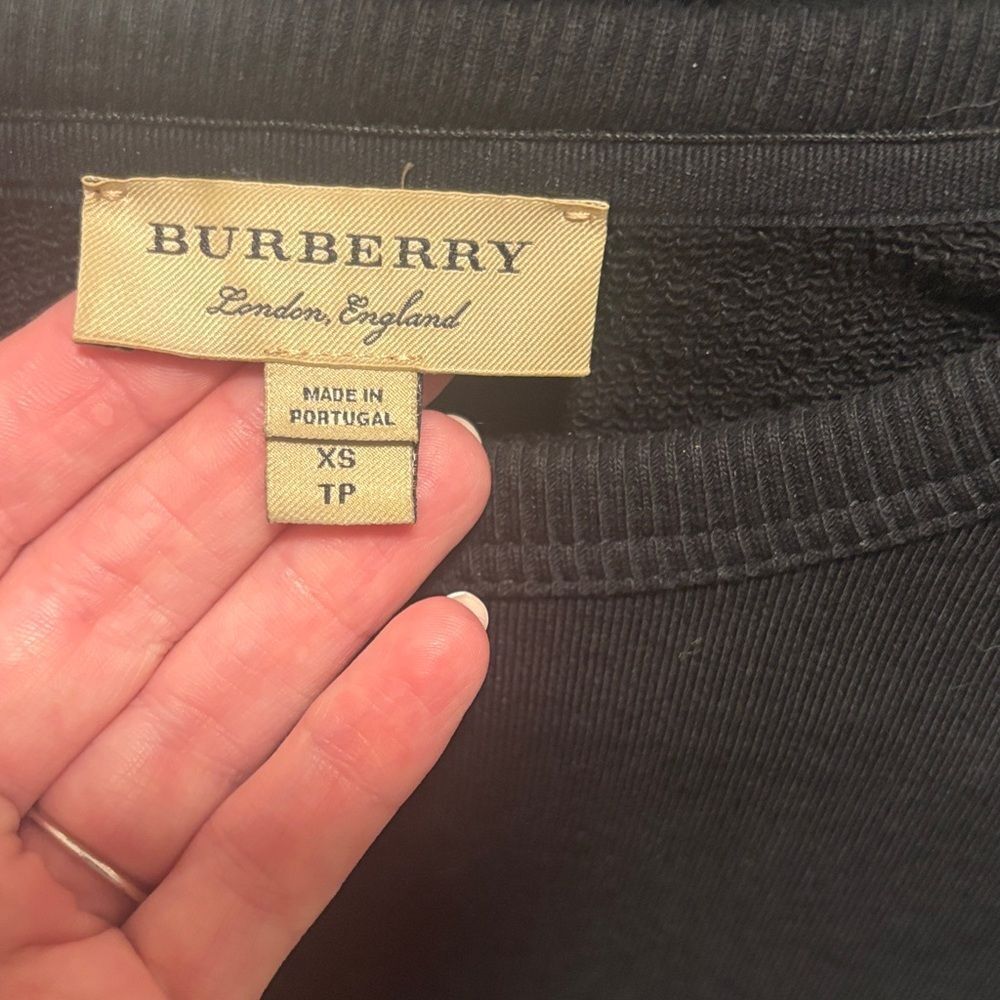 Burberry Black Crewneck Sweatshirt XS with raised circular logo EUC - Picture 2 of 6